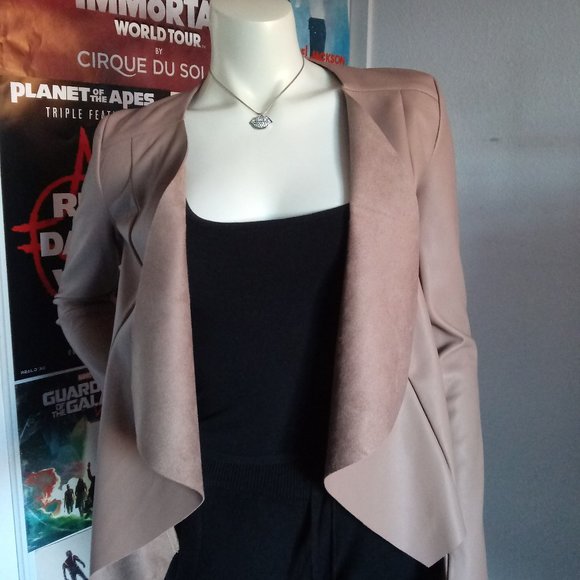 Just Fab Camel Drape front jacket - Picture 2 of 15